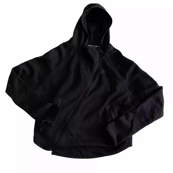 Nike Women's Black Asymmetrical Zip Athletic Tech Fleece Butterfly Hoodie Small - Picture 5 of 6